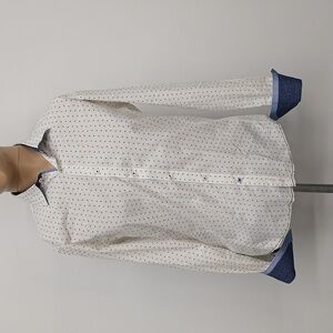 Aragaza Contrast Cuff Mens Button Up Shirt with Ants and Paisley Size L